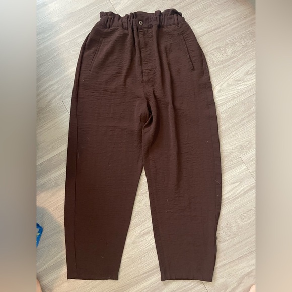 Zara Pants - Zara brown high waisted elastic waist straight leg trousers